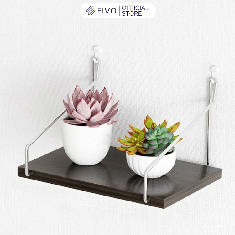 Kệ Trang Trí Treo Tường Gỗ FIVO Mã FB40 Không Cần Khoan Tặng Kèm Đinh 4 Chân Chịu Lực Lên Đến 10KG Với Móc Treo Inox Dễ Dàng Gắn Lên Tường