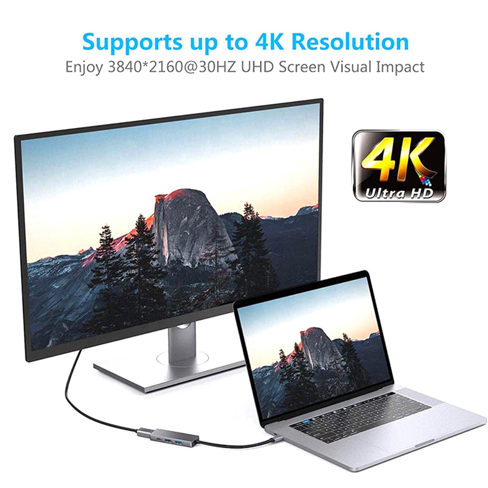 USB Hub USB Port Expander Adapter Portable USB 3.0 2.0 with 4K