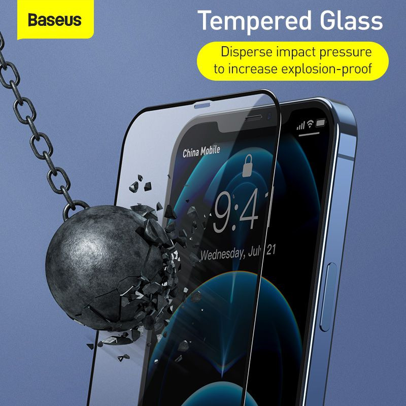 Baseus 0.3mm Full-screen and Full-glass Tempered Glass Film For iP 12/ PRO/ PROMAX 2020 - hàng chính hãng