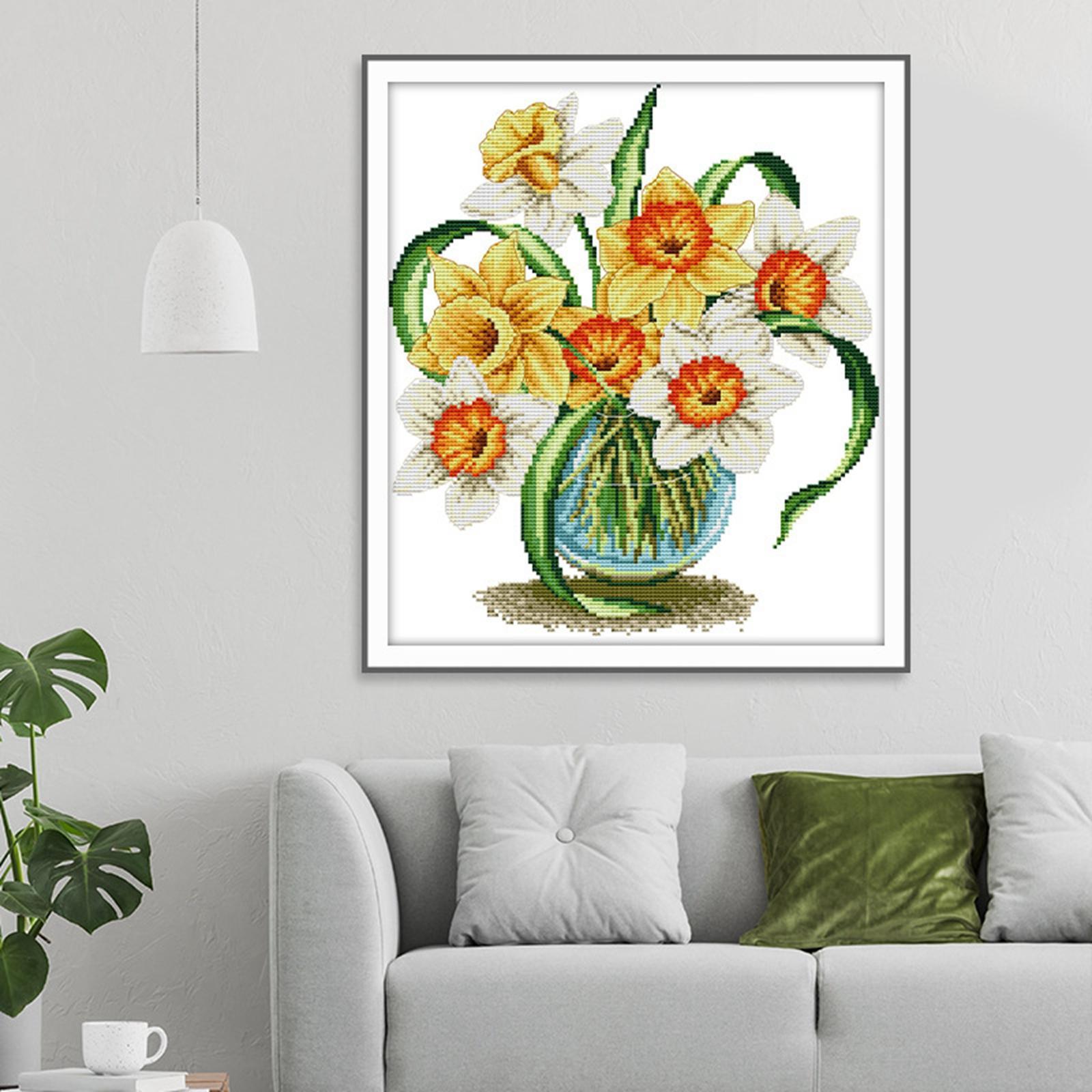 Flower Cross Stitch Stamped DIY Adult Beginners Embroidery Starter Kits