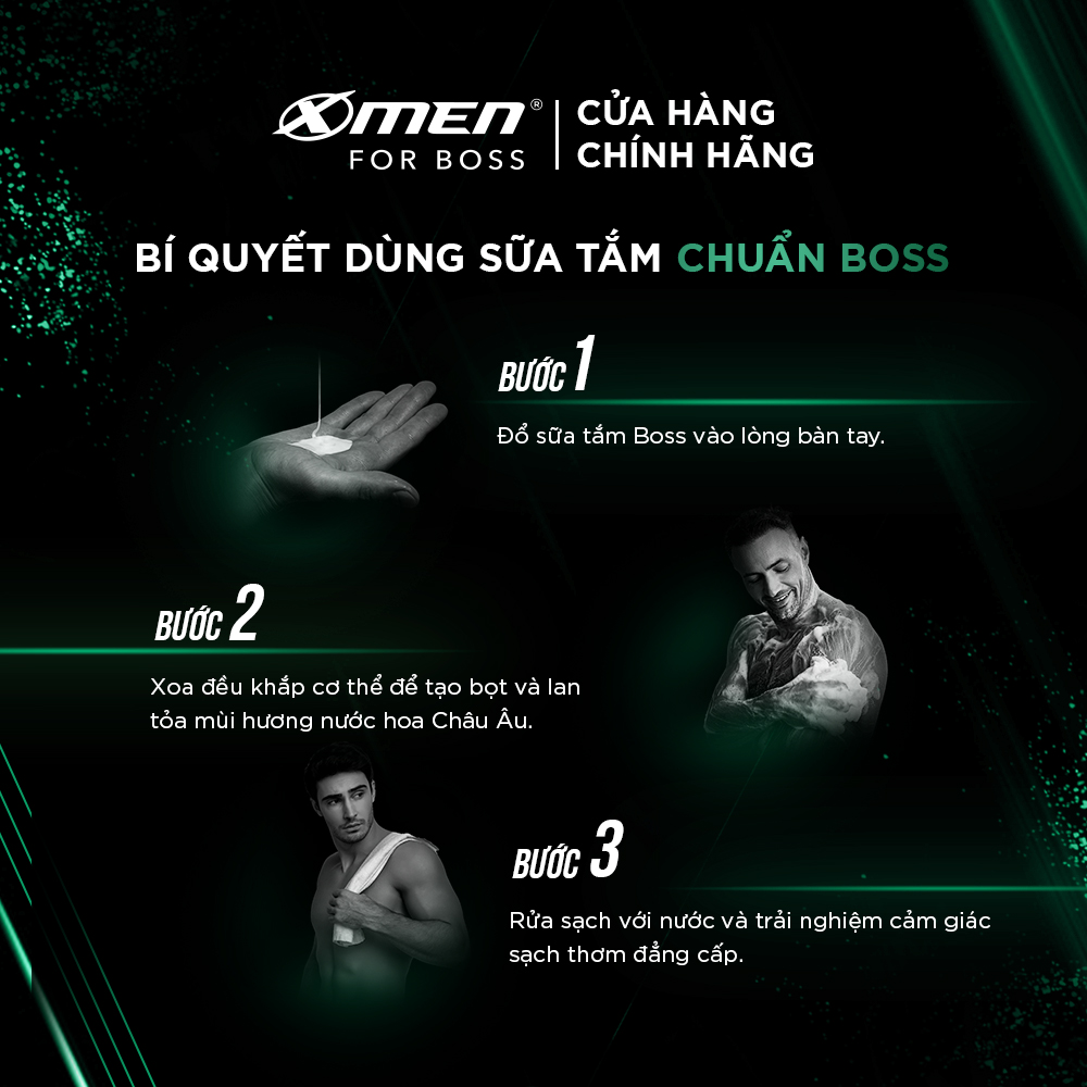 Sữa tắm nước hoa X-Men For Boss Motion - Mùi hương năng động phóng khoáng 650g