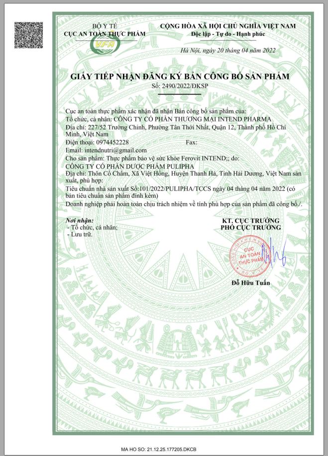 INTEND FEROVIT VIÊN UỐNG BỔ MÁU, BỔ SUNG SẮT, GIẢM THIẾU MÁU, TĂNG KHẢ NĂNG TẠO MÁU