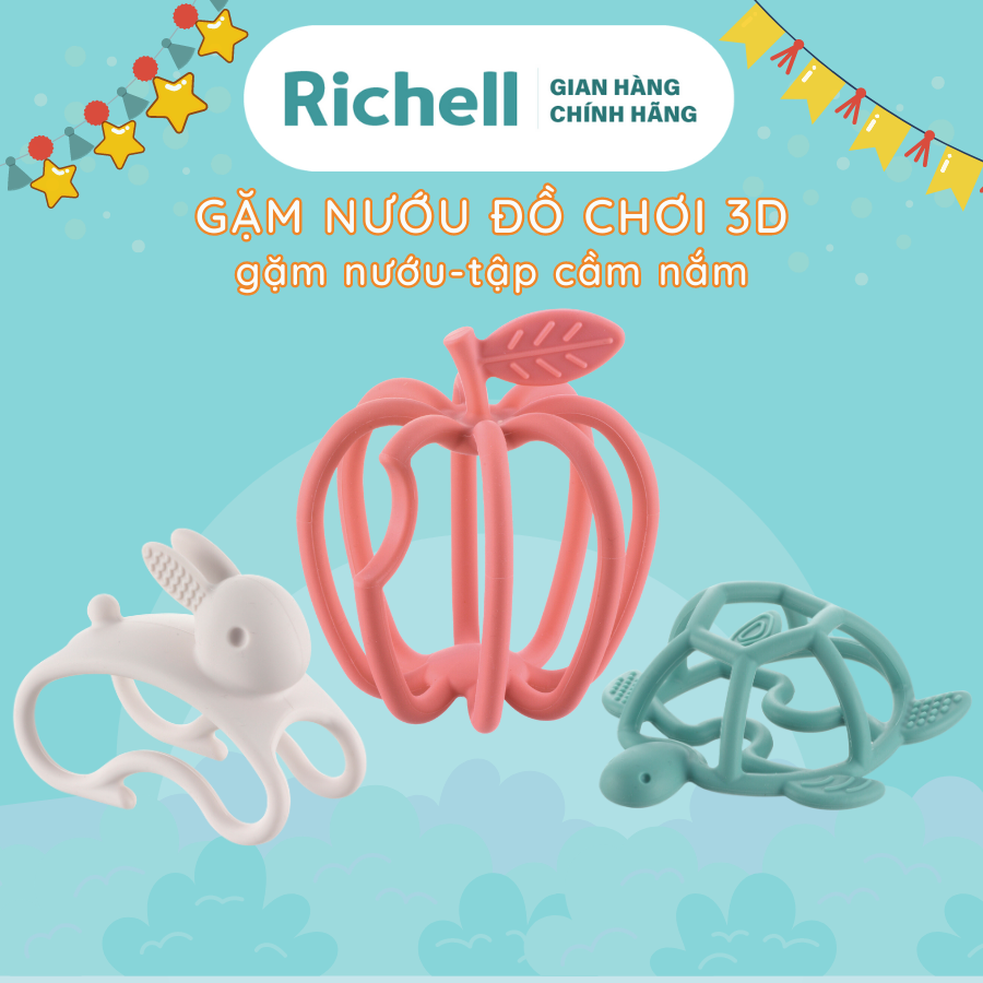 Gặm nướu đồ chơi 3D silicone khỏe nướu chắc tay Richell Nhật Bản | Baby