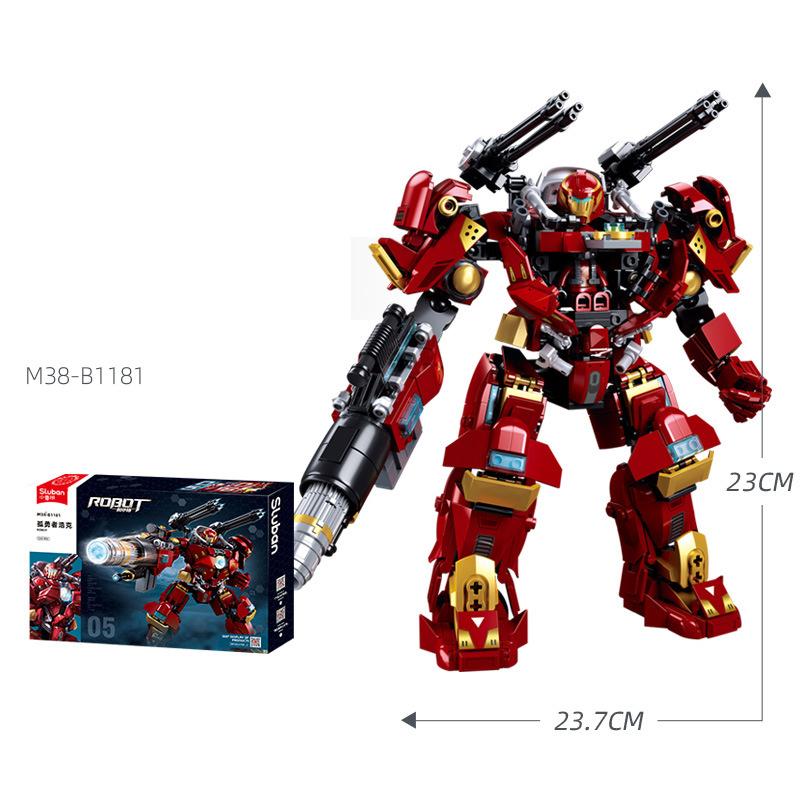 Đồ chơi Lắp ráp Lone Hulk, Sluban 1181 Mecha Master, Xếp hình thông minh, Mô hình người máy