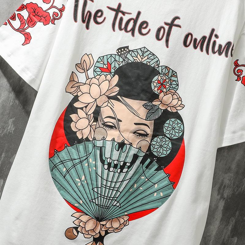 Áo phông in hình Geisha Nhật Áo đôi nam nữ