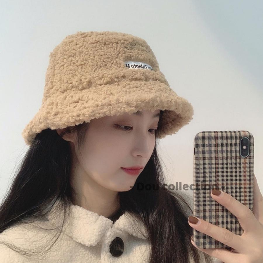 Mũ Bucket Lông Cừu Cao Cấp Retro Phong Cách Hàn Quốc Thời Trang Thu Đông Ấm Áp - UILzang - Mã NL003