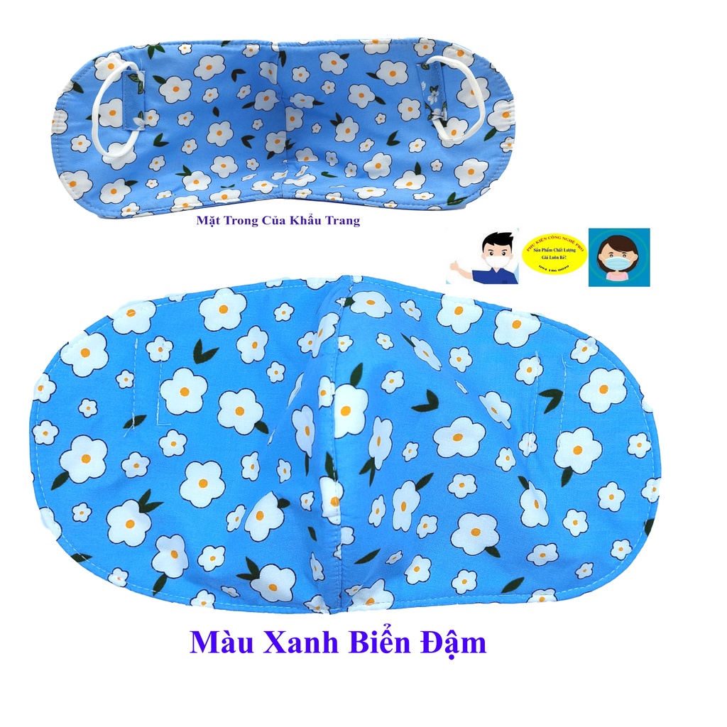 KHẨU TRANG NỮ Loại che tai bo tròn In hình hoa các loại Dày 3 lớp Chất liệu vải mềm dày Chống nắng Phòng dịch bệnh
