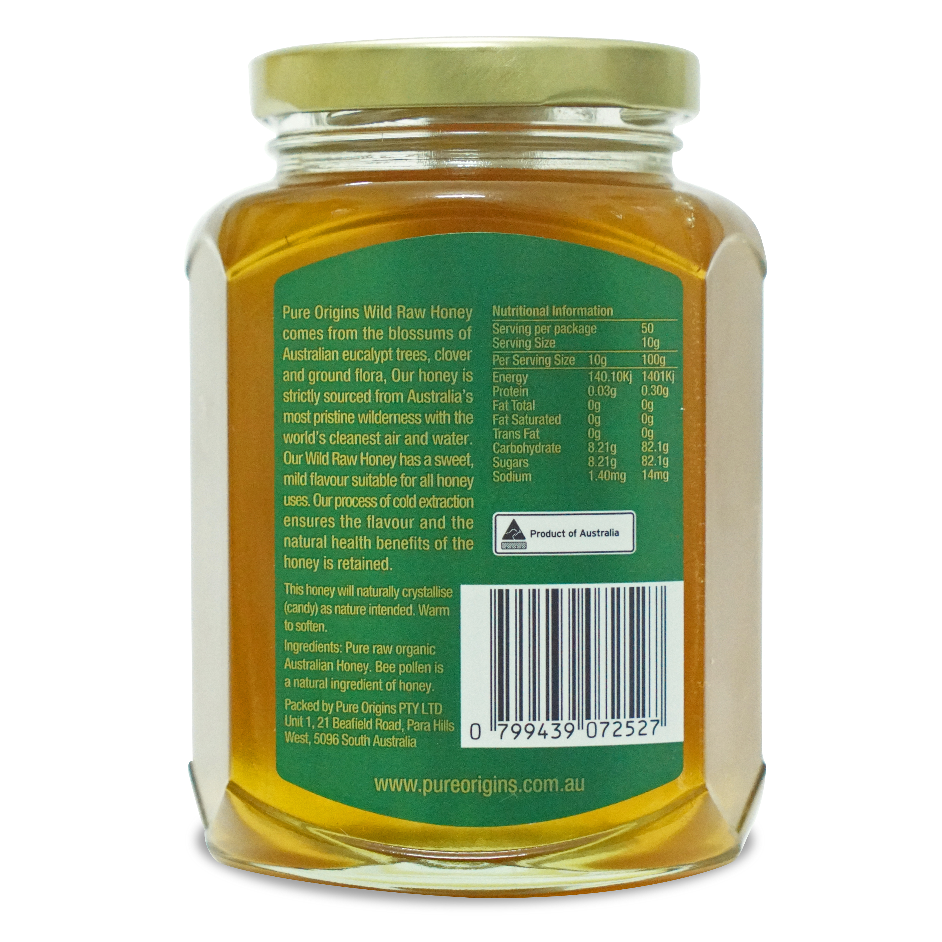 Mật ong Organic Wild Raw chính hãng Úc hiệu Pure Origins loại 500g