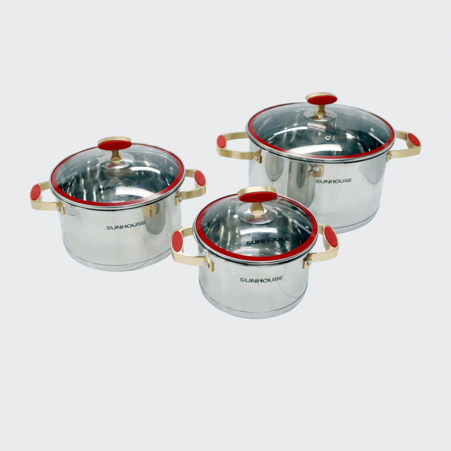 Bộ 3 Nồi Inox 5 Đáy Sunhouse SHG2503MSC - Hàng Chính Hãng