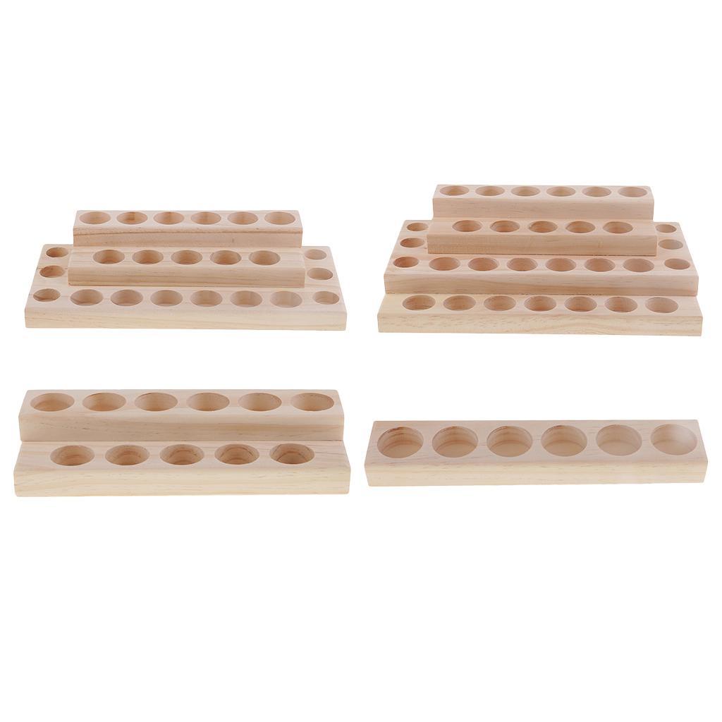 5pcs Essential Oil Bottle Organizer Rack Wooden Aromatherapy Display Stand