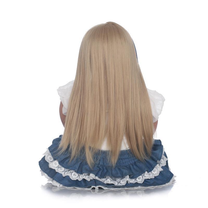 Búp Bê Tái Sinh Thân Gòn Mềm Mại Tóc Dài Môi Dầy 60 cm 24 inch Reborn Vinyl Long Hair Doll