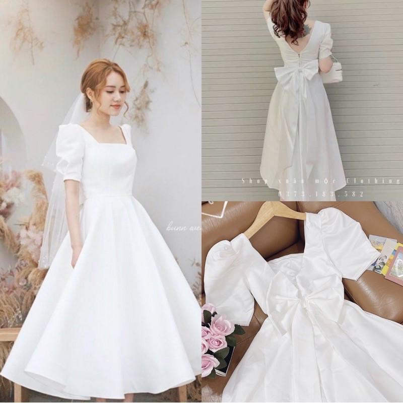Đầm maxi trắng nơ lưng dự tiệc/ chụp lookbook hàng loại 1 (Ảnh thật shop chụp)