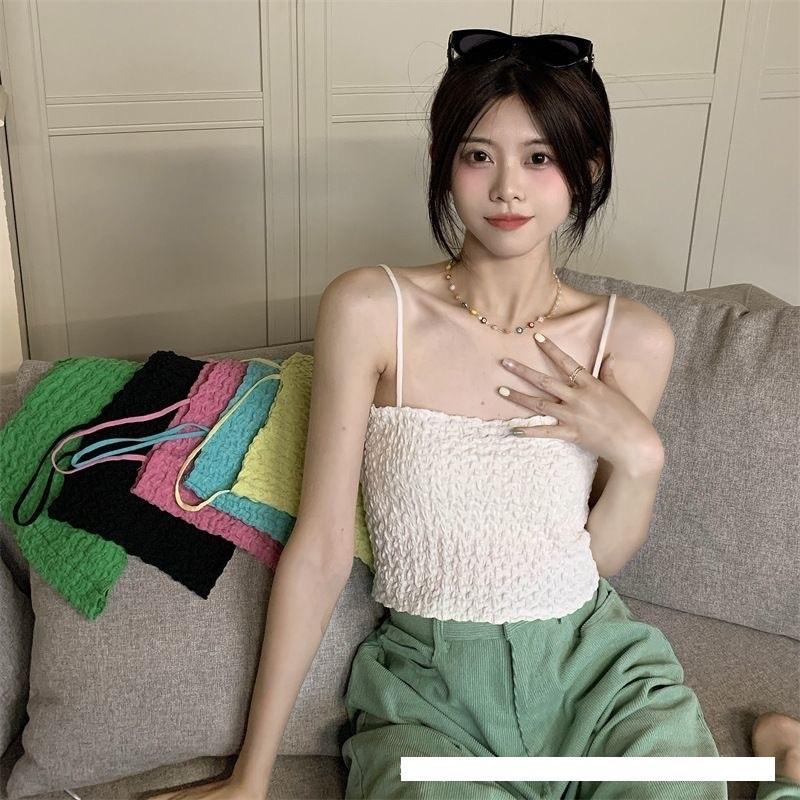 Áo Bra 2 dây dáng Lửng CROPTOP NHÚN có đệm mút liền áo,cogiãn, nhiều màu lựa chọn cho Nữ Women Thun Nhung Dáng Ngắn