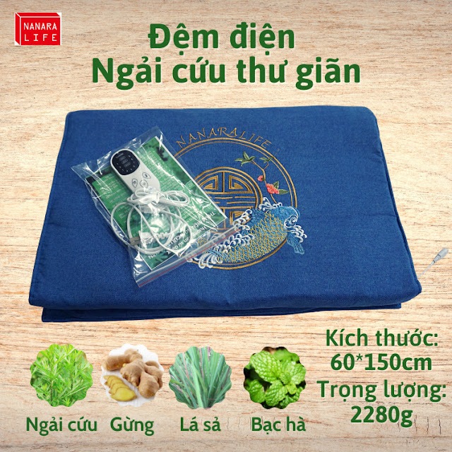 Thảm ngải cứu đông y Trung Hoa 60*150cm sưởi ấm, hỗ trợ điều trị đau mỏi vai gáy xương khớp, Đệm sưởi điện ngải cứu đông y - Hàng chính hãng