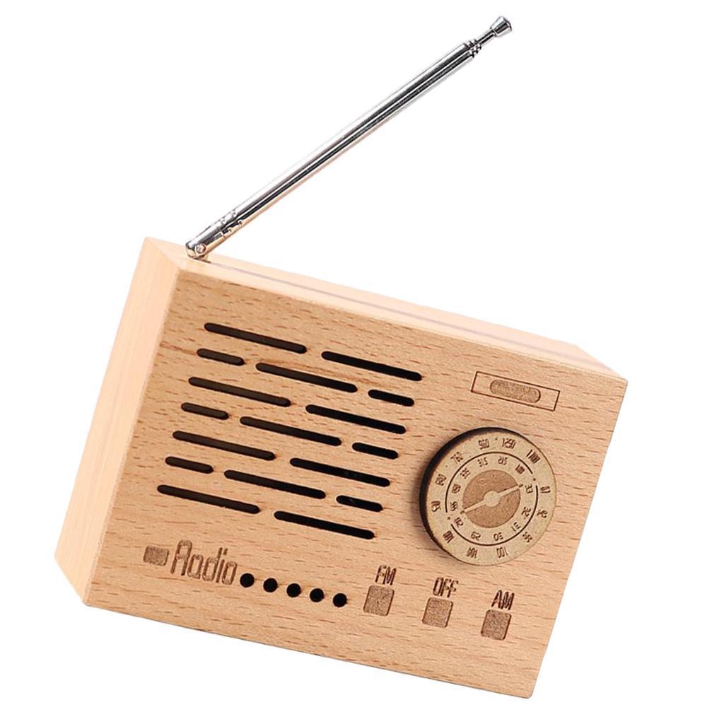 Wooden Music Box Retro Clockwork Radio Desktop Decoration Gift