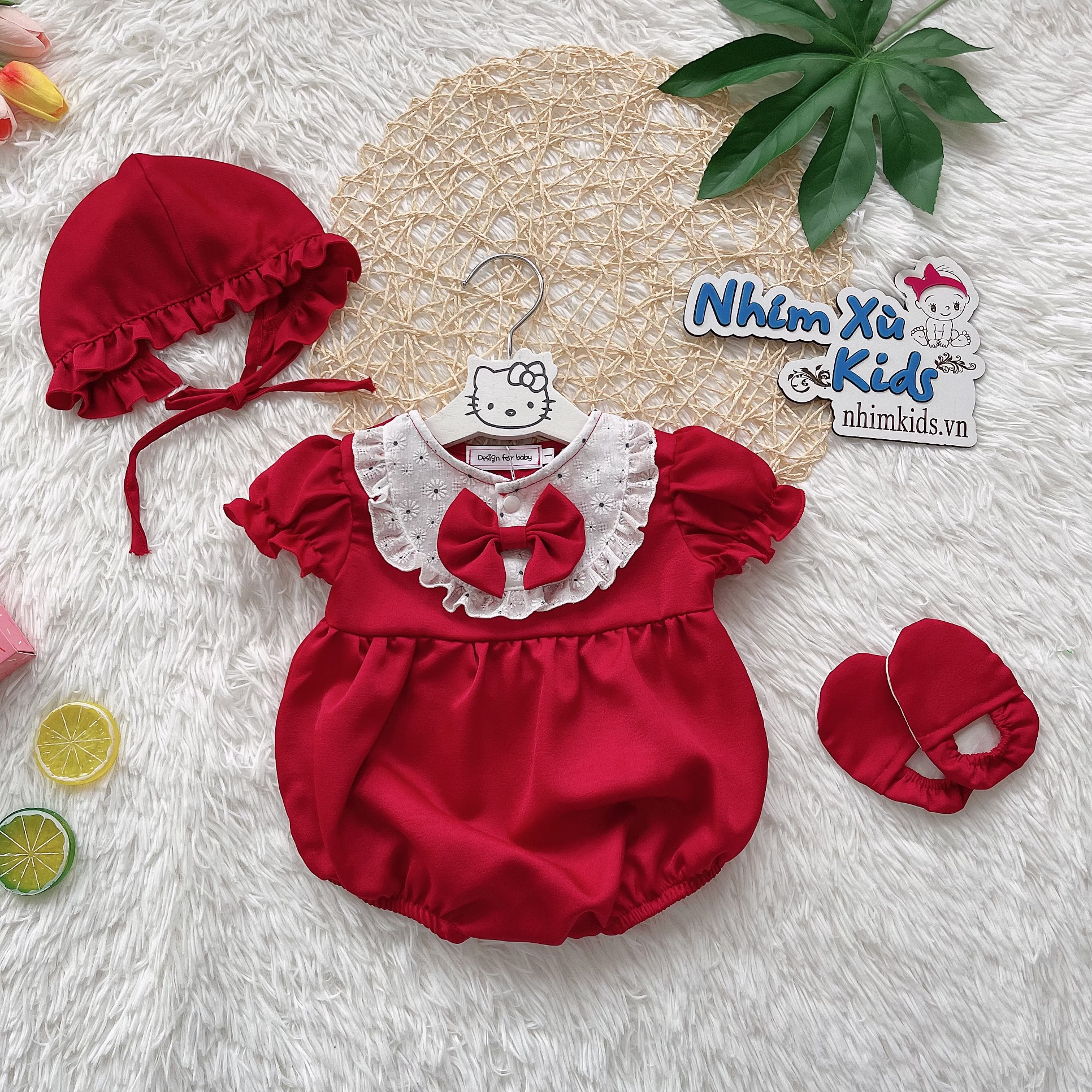 Body Đỏ Cổ Trắng Bé Gái 3 Đến 12kg, Bodysuit Chất Đũi Chun Mát Rượi [A469