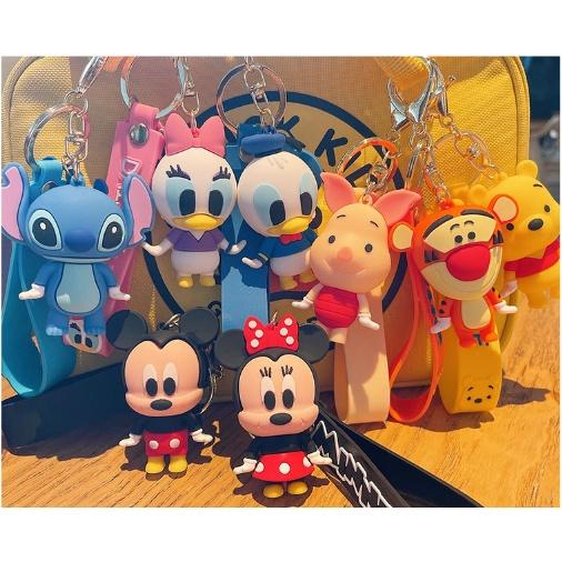 Móc khóa hoạt hình chuột Mickey, gấu winnie , Piglet, cọp, Vịt Donald PVC loại tốt