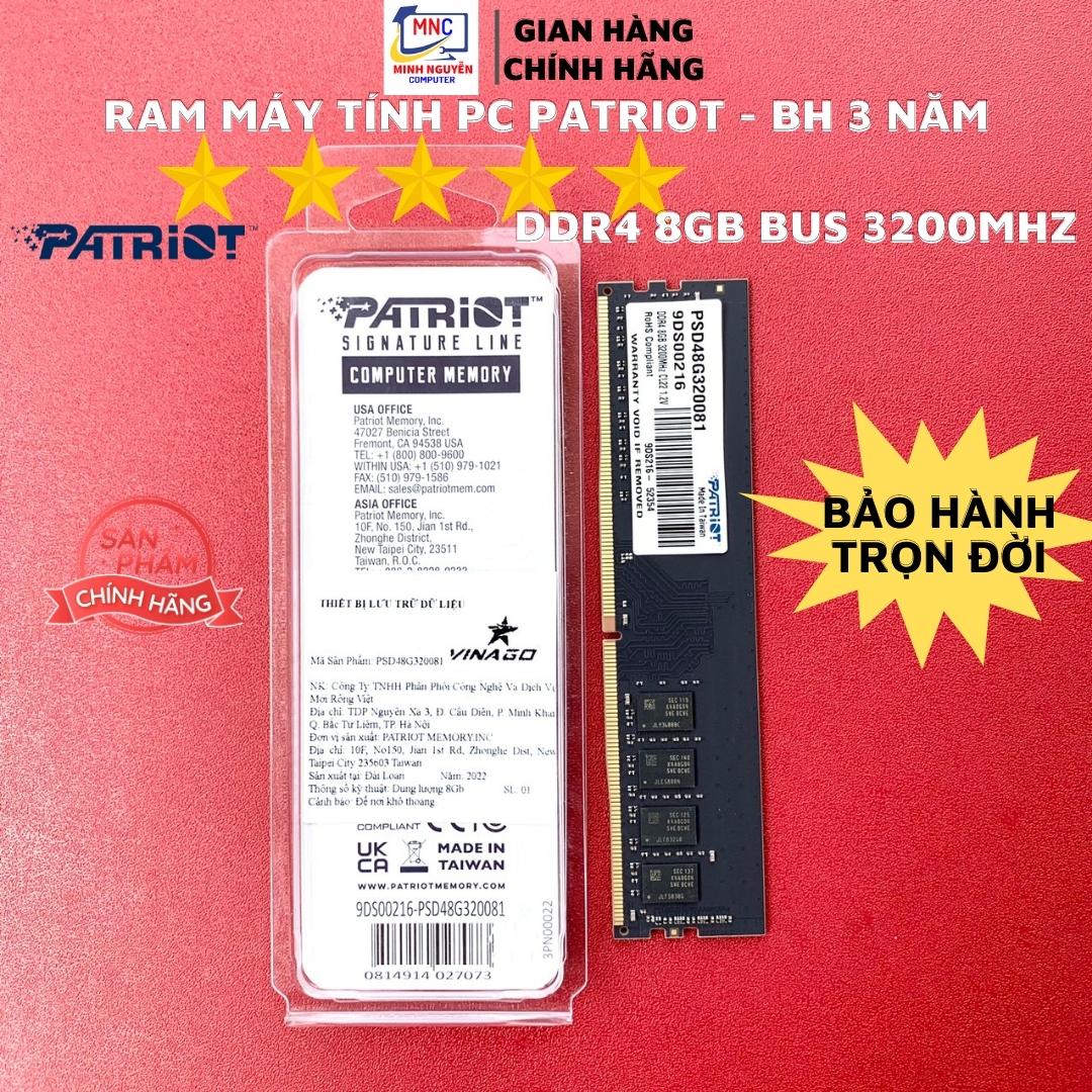 Ram PC DDR4 Patriot 8GB, 16GB Bus 3200 - Bảo Hành Trọn Đời - Hàng Chính Hãng