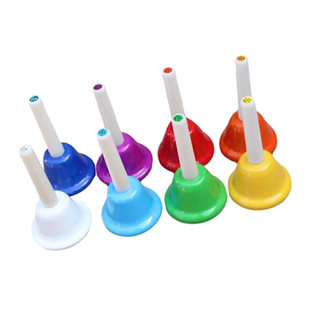 Colorful Hand Percussion Bells 8 Note Diatonic Metal Hand Bell  for Kids