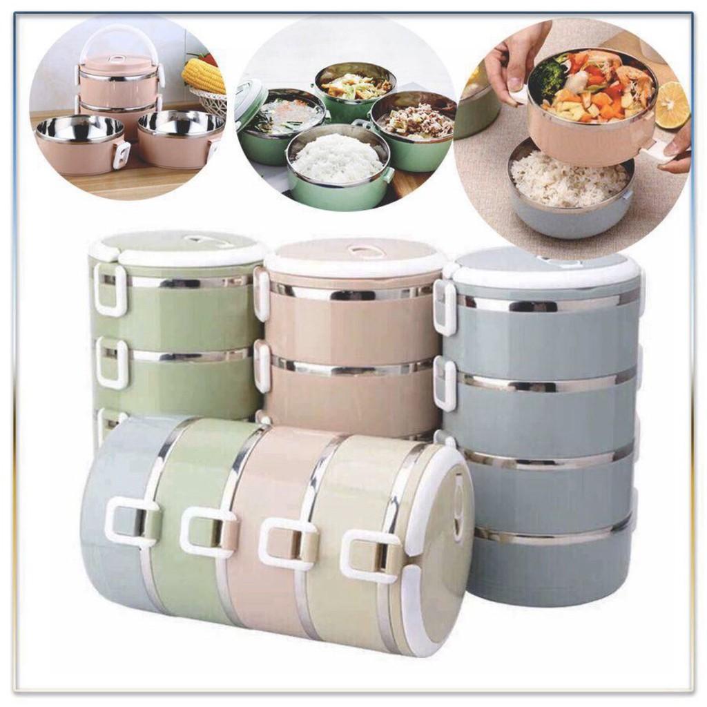 HỘP CƠM 4 TẦNG LÚA MẠCH LÕI INOX 304 CAO CẤP GIỮ NHIỆT CỰC TỐT - CÀ MEN ĐỰNG CƠM CÓ KHÓA CHỐNG TRÀN 2.8L