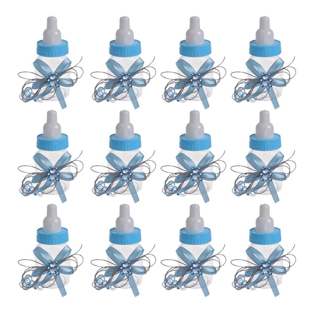 24x Fillable Ribbon Bottles For Baby Shower Party Favors Decoration Girl Boy