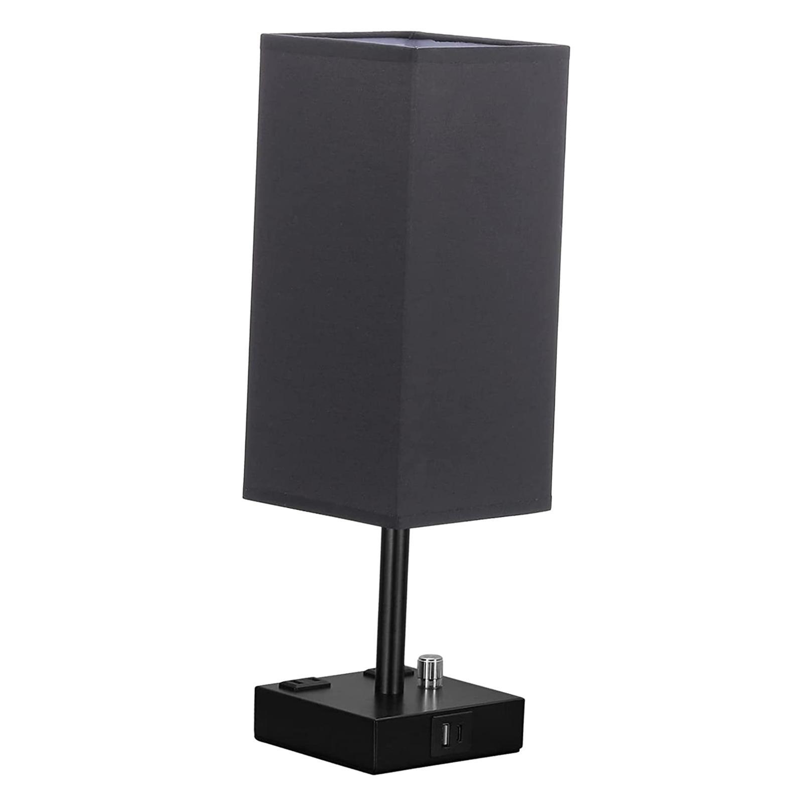 Bedside Lamp, Table Lamp with USB Ports and Outlets with Linen Shade Dimmable NightStand Lamp, Desk Lamp for Room Decor