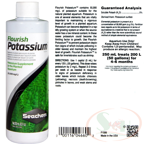 Phân nước Seachem Flourish Potassium 100ml, 250ml, 500ml bổ sung kali kích rễ dưỡng thân cây thủy sinh