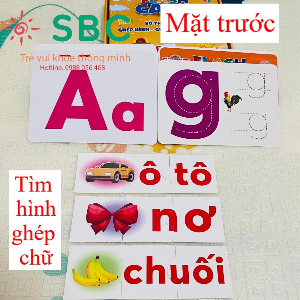 Bộ thẻ học chữ cái chữ số + ghép hình+ tập viết xóa + tặng kèm bút có đầu xóa cán bóng