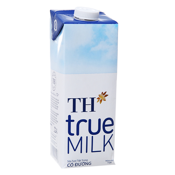 Thùng 12 hộp sữa tươi tiệt trùng TH True Milk  ít đường 1 Lít