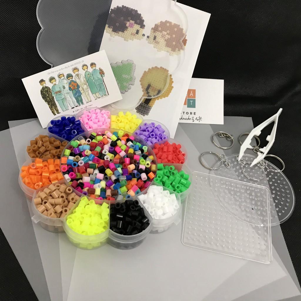 Bộ đồ chơi 2200 hạt nhựa 5mm cho bé để học màu, hâm beads, perler beads