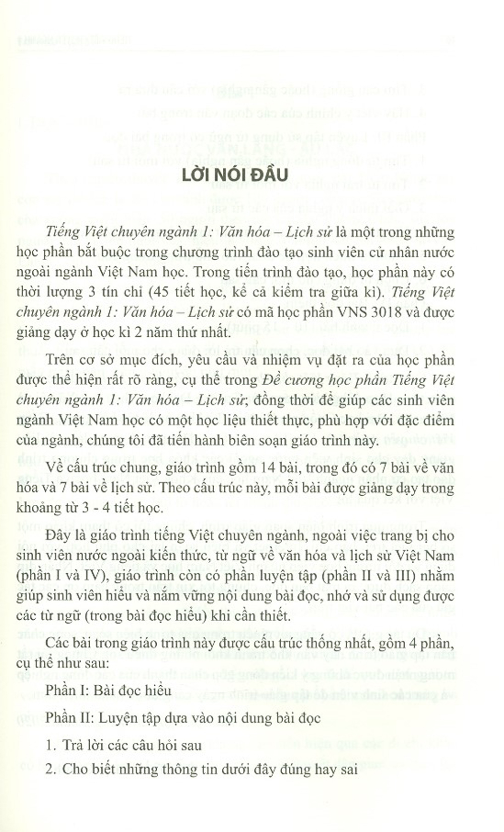 Tiếng Việt Chuyên Ngành 1: Văn Hóa - Lịch Sử (Giáo Trình Dành Cho Cử Nhân Ngành Việt Nam Học)