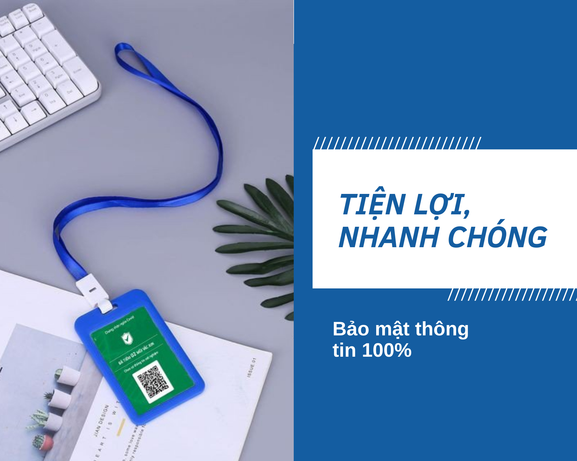 Bảng tên đeo cổ Huy tưởng ốp viền nhựa cấp thẻ xanh đi đường , in thẻ bảo mật thông tin khách hàng tuyệt đối