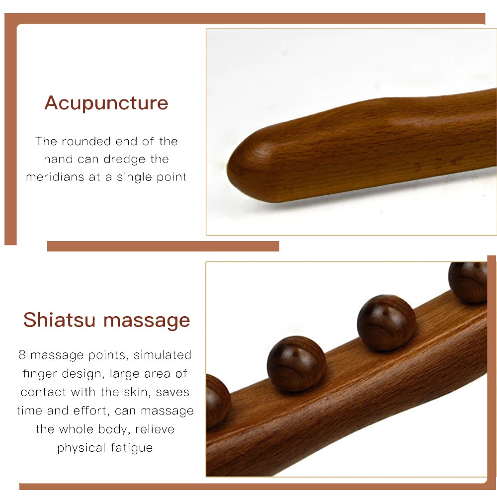 Gậy Gỗ Massage đa năng Body Đả Thông Kinh Lạc, Thanh Gỗ massage Vạn Năng10 Bi Carbon Dài 60cm Dùng Trong Spa Dưỡng Sinh