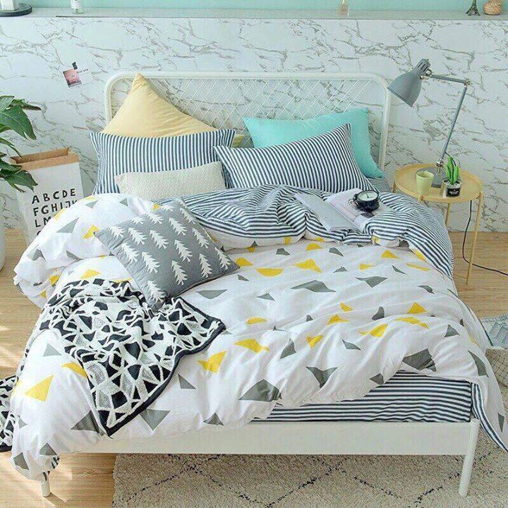BỘ CHĂN GA COTTON KẺ NHIỀU MÀU