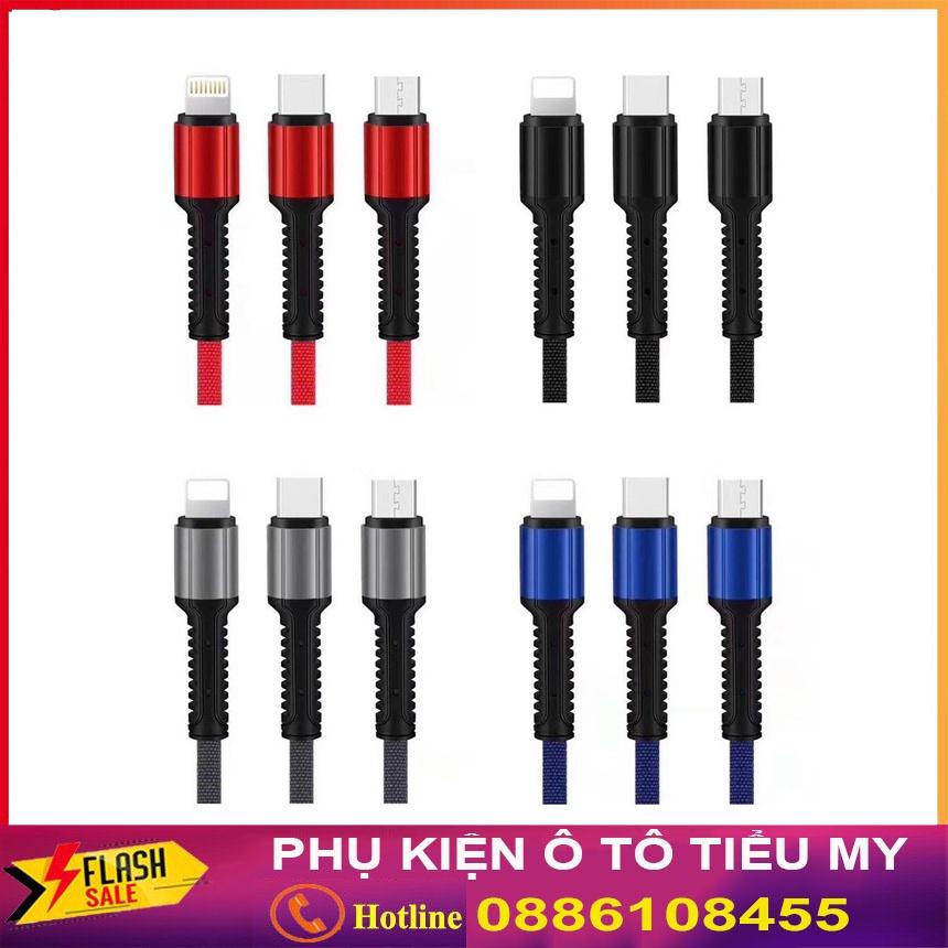 Tẩu sạc nhanh Pugan 6A, Kèm dây sạc 3 đầu, 2 cổng USB 2.1, sạc nhanh điện thoại và thiết bị điện tử, bộ sạc 3in1 cao cấp