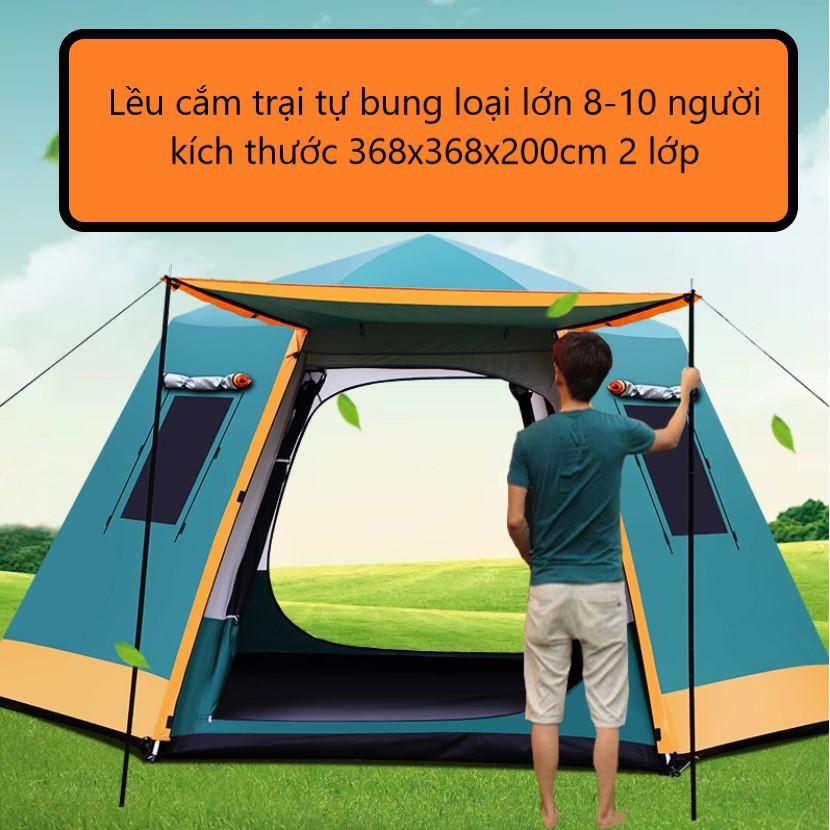 Lều cắm trại 6 8 10 người lạc đà nhiều cửa thoáng mát với 2 lớp chống thấm tuyệt đối với vân nổi tuyệt đẹp