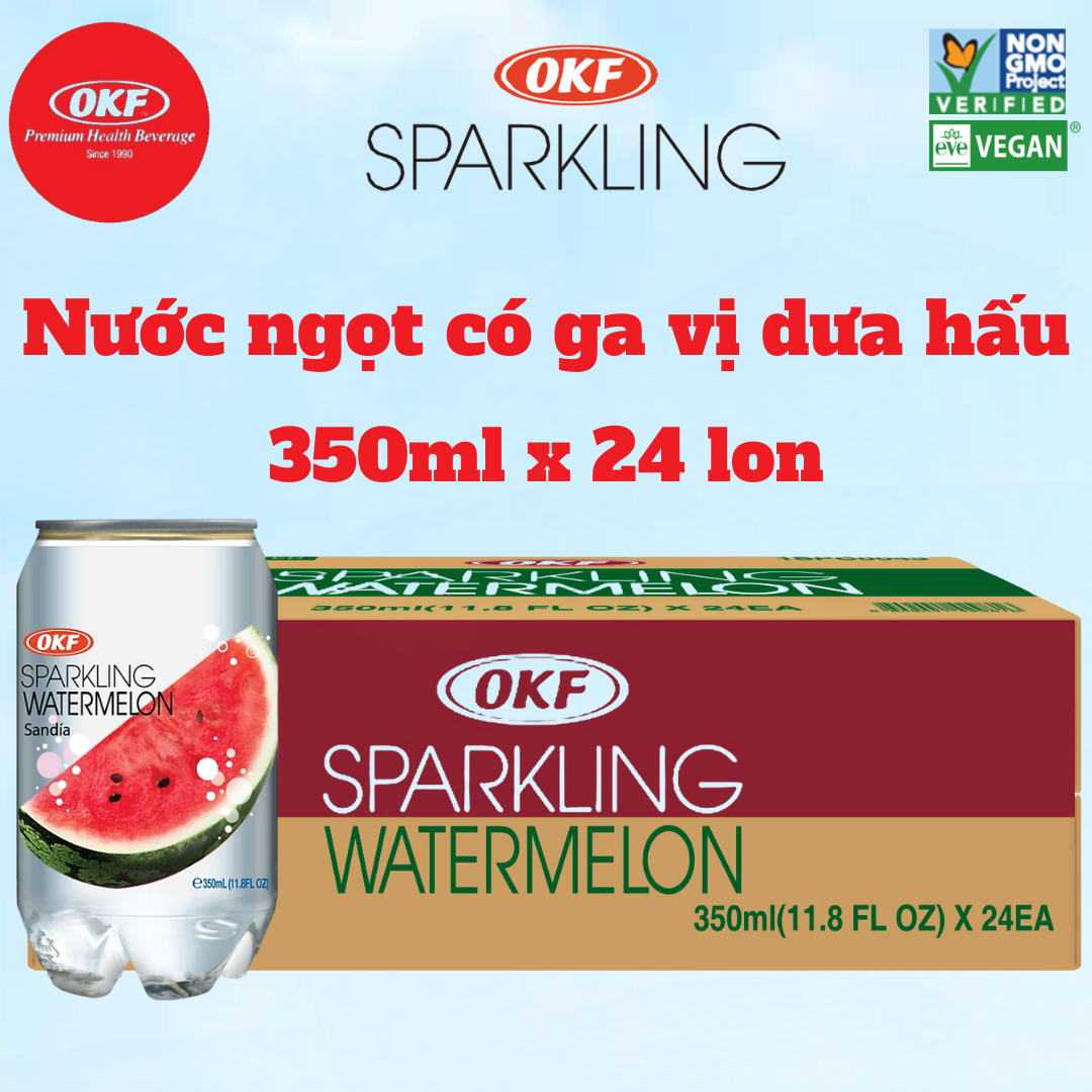 Nước ngọt có ga giải khát vị dưa hấu (NƯỚC DƯA HẤU CÓ GA) OKF HÀN QUỐC x 24 lon 350ml