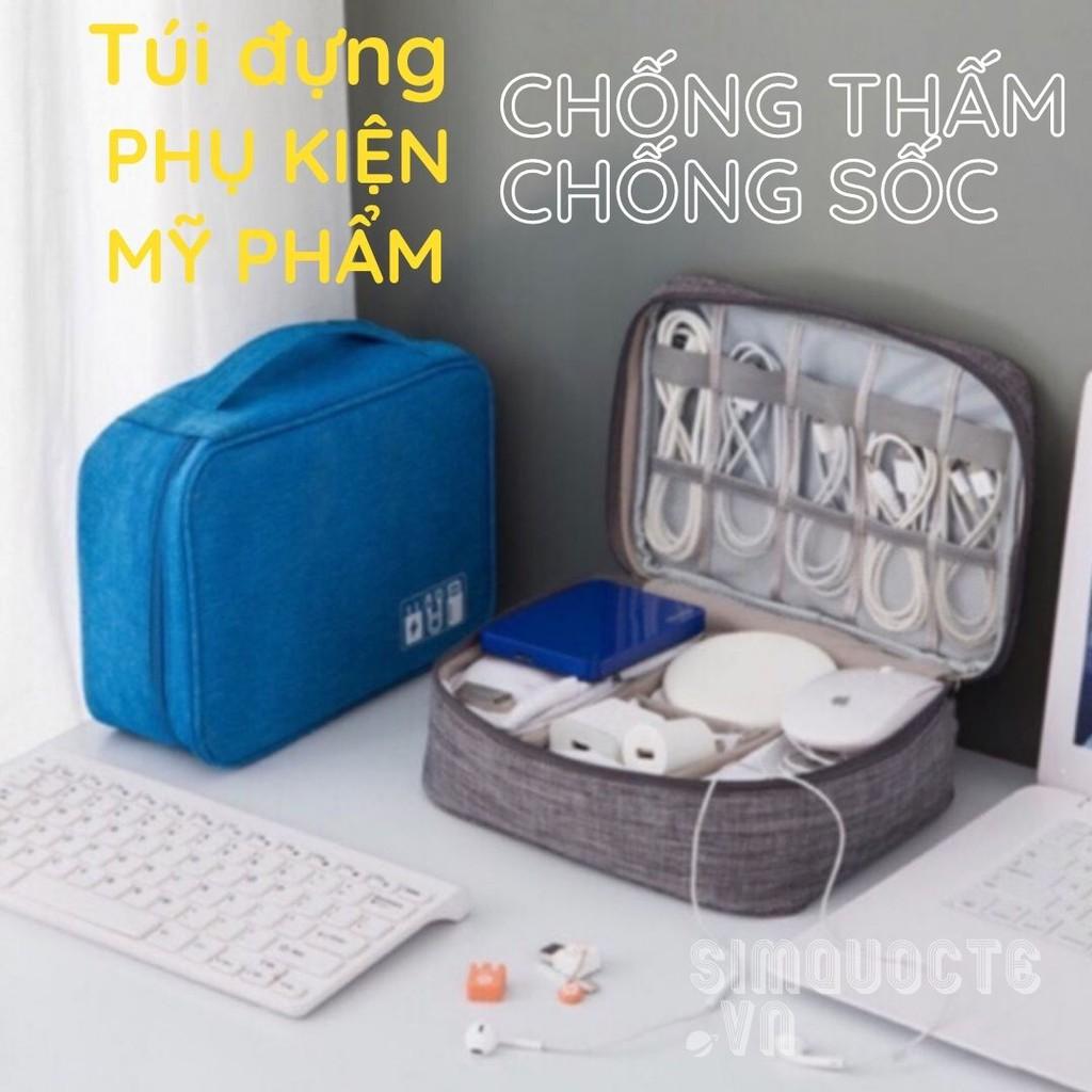 Túi đựng phụ kiện công nghệ, cáp sạc pin dự phòng, mỹ phẩm chống sốc chống thấm đi du lịch