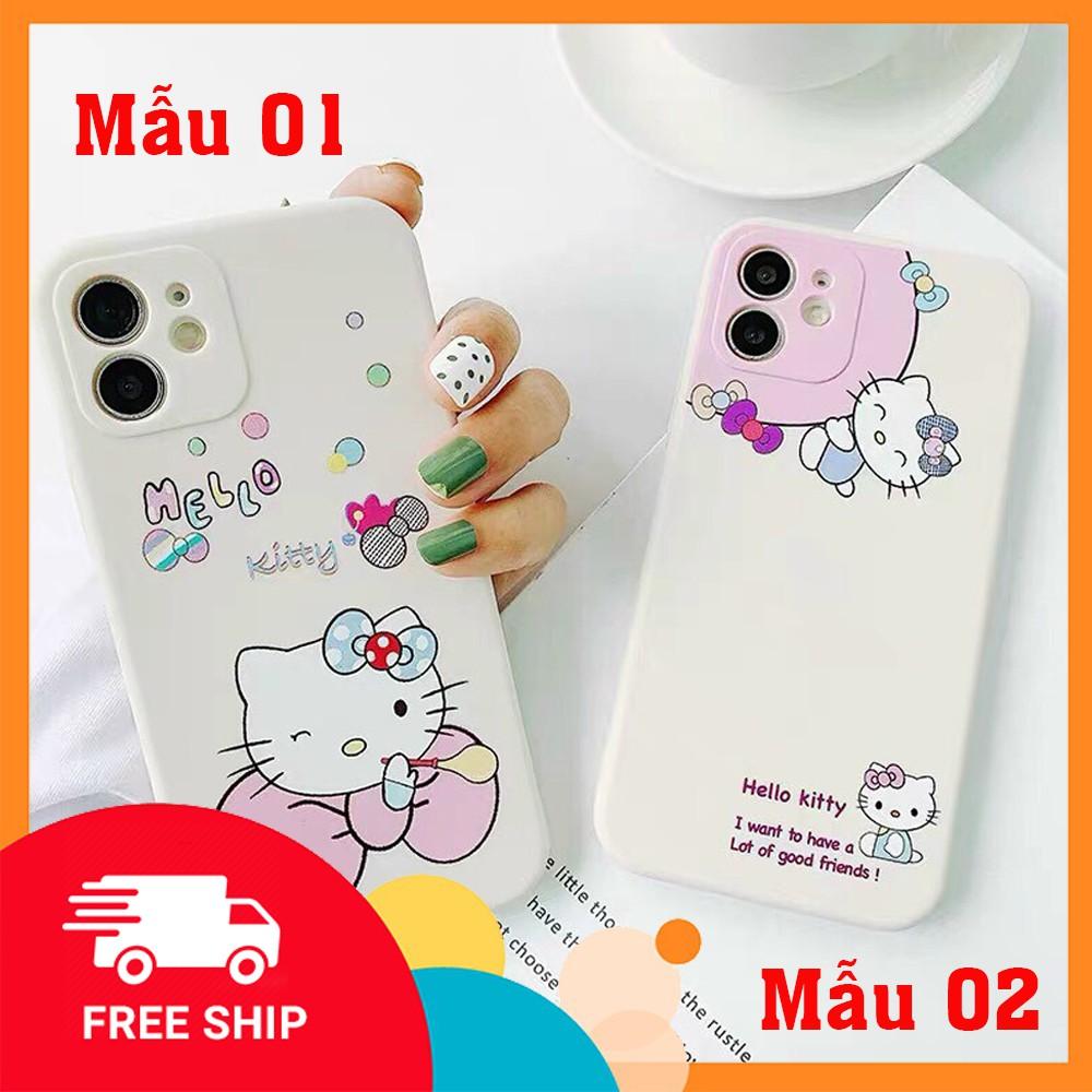 Ốp lưng iphone dẻo vuông cạnh hình Hello Kitty cho 6/6plus/7/8/7plus/x/xsmax/11/11pro/11prom