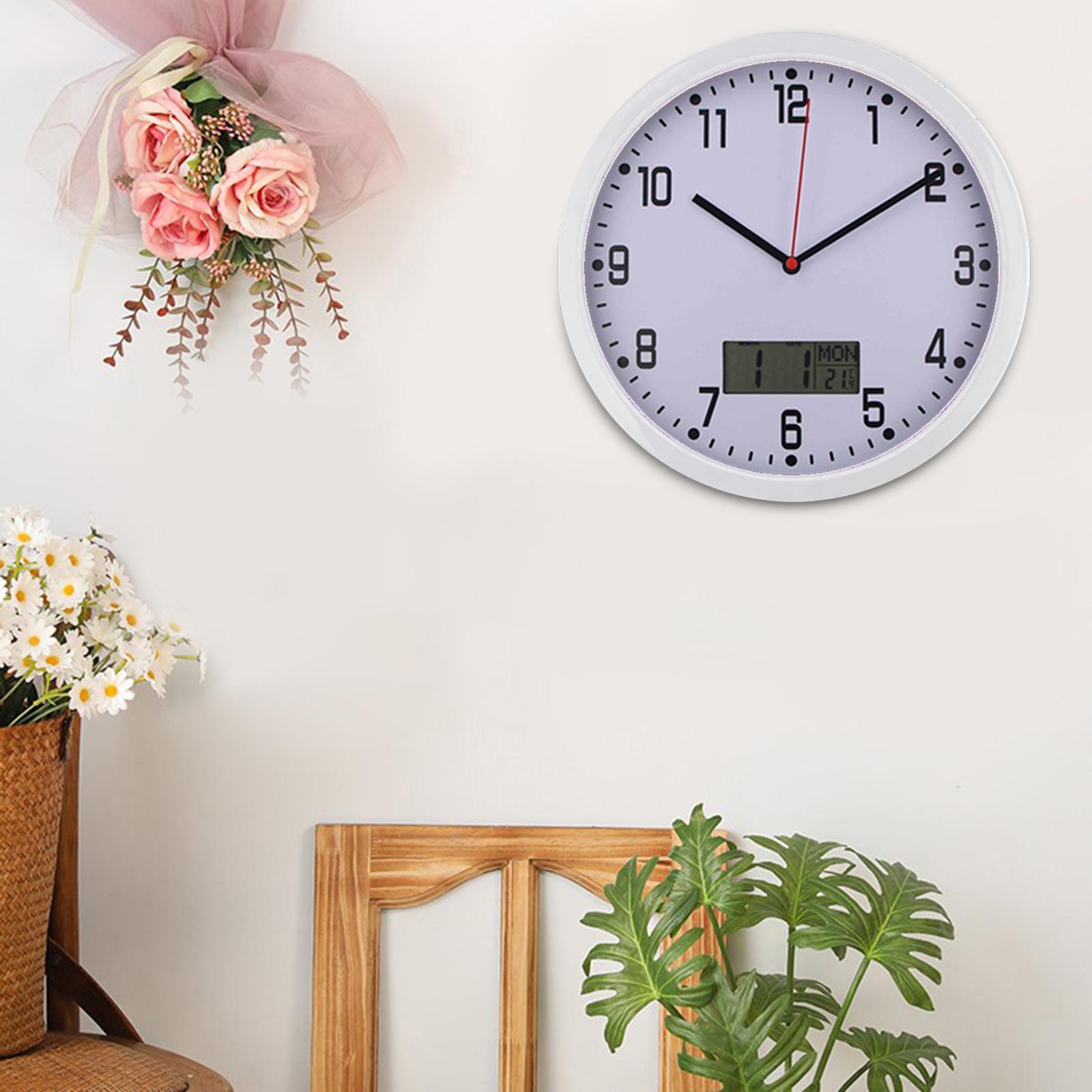 Modern Minimalist Wall Clock with Date and Temperature Large Display Clocks