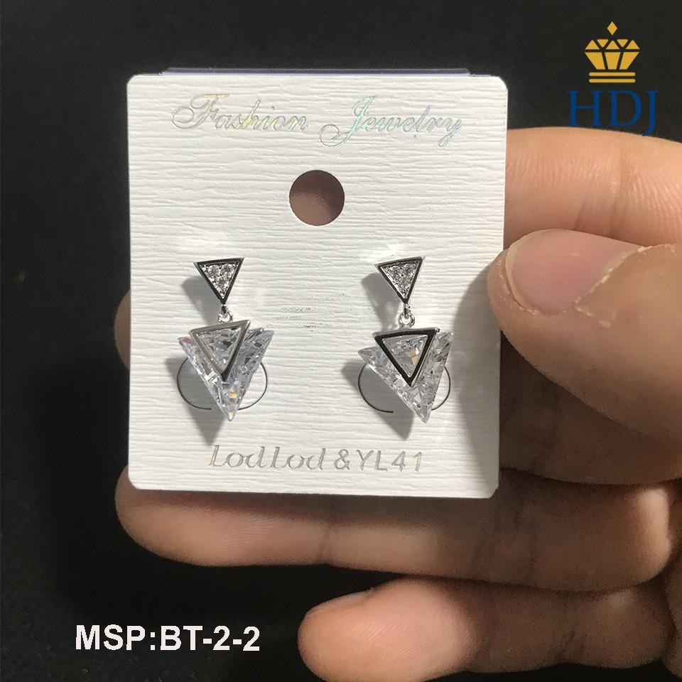 Bông Tai Khuyên tai hình kim cương đính đá sang trọng trang sức HDJ mã sản phẩm BT-2-2