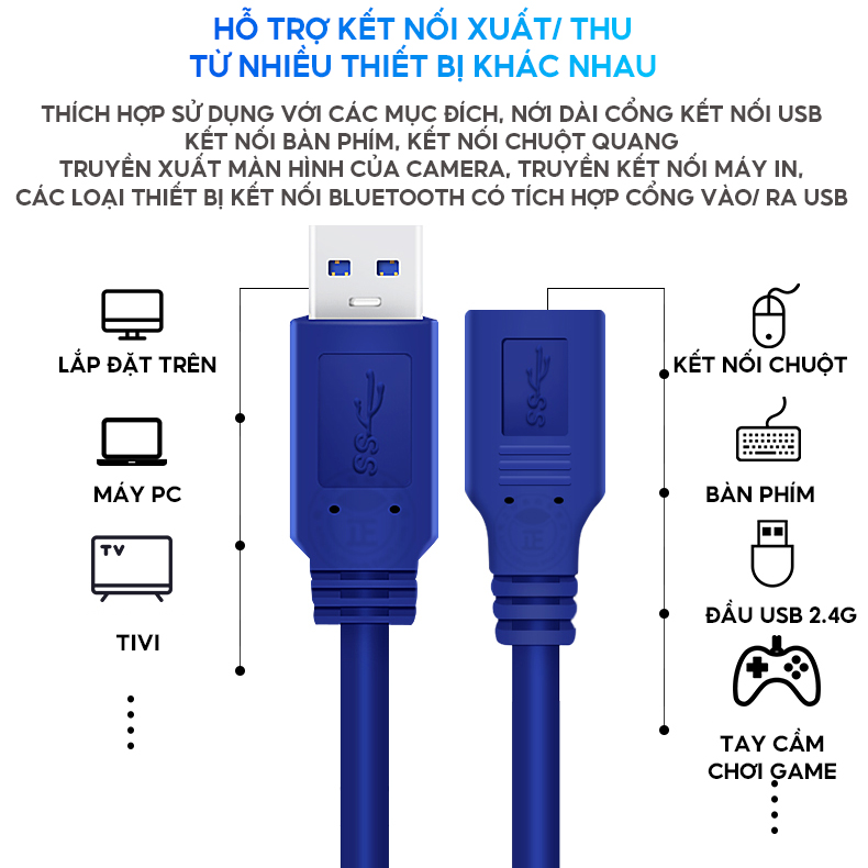 Dây Cáp Nối Dài Đầu USB Tiện Lợi Dài 1m 1.5m 3m Tốc Độ Kết Nối Ổn Định Giá Rẻ