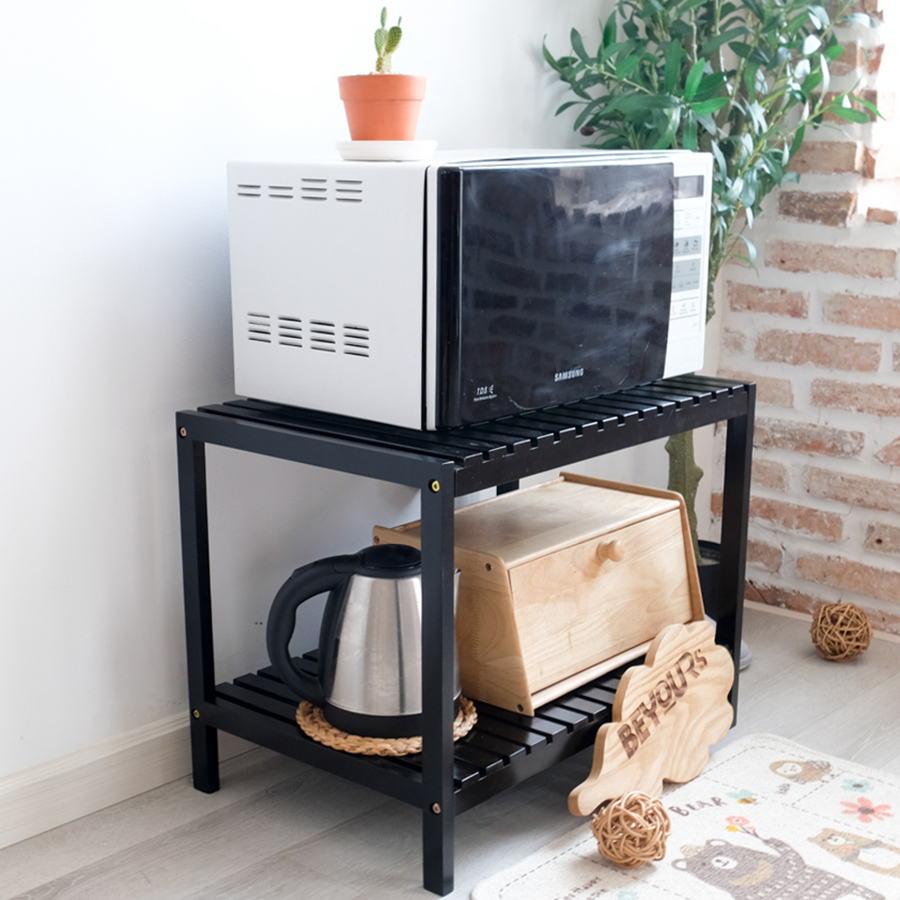 Kệ Đa Năng Lò Vi Sóng BEYOURs - Kệ Gỗ Decor - Oven Rack Đen - Nội Thất Phòng Bếp