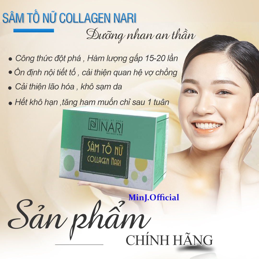 Sâm Tố Nữ collagen Nari dưỡng nhan an thần ổn định nội tiết tố giảm lão hóa giữ lửa hạnh phúc 28 Gói