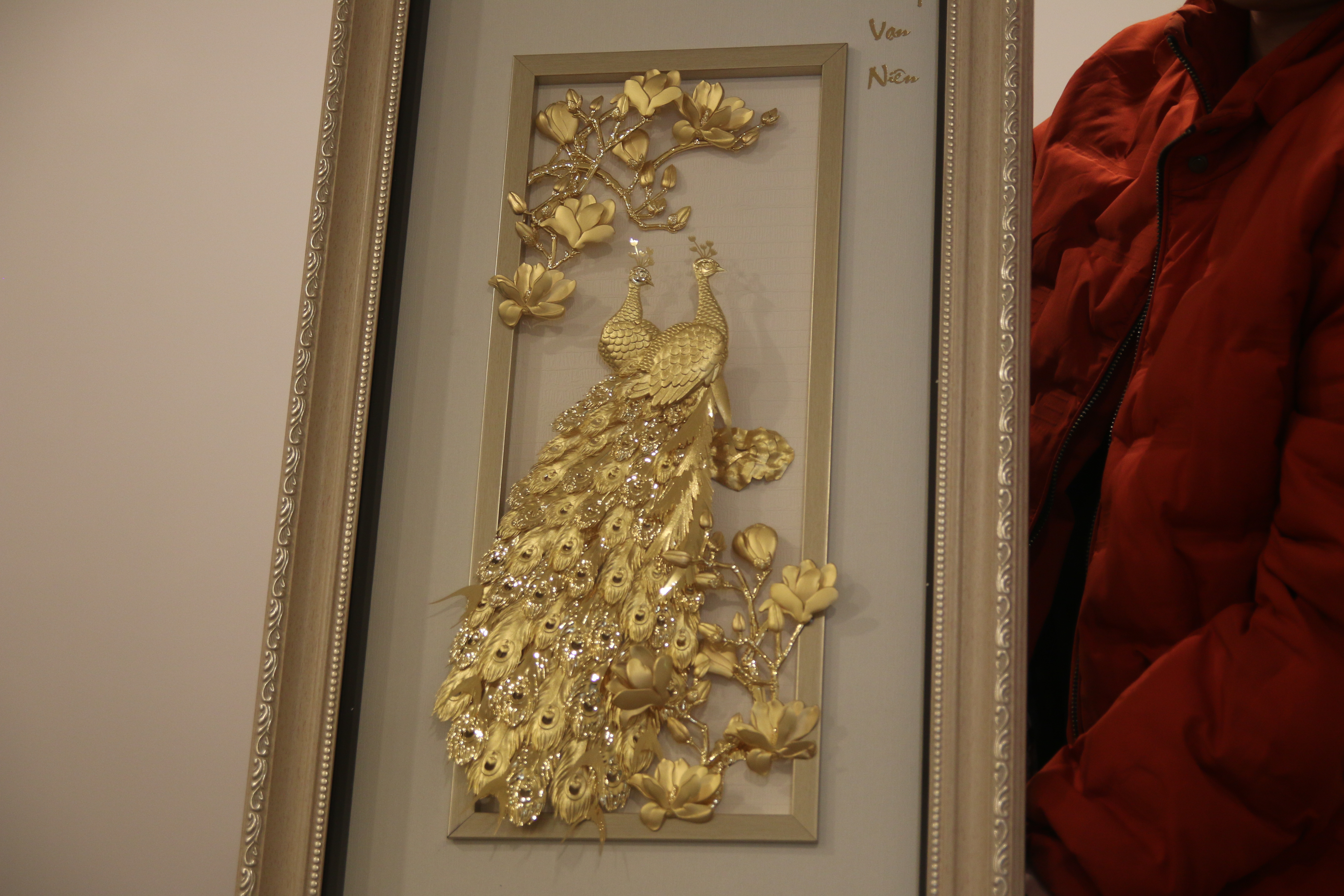 Tranh Đôi Chim Công Dát Vàng 24K