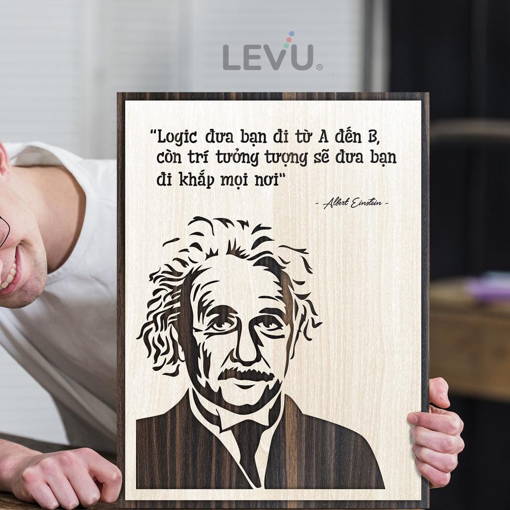 Tranh slogan câu nói nổi tiếng của Albert Einstein bằng gỗ khắc laser LEVU NT09