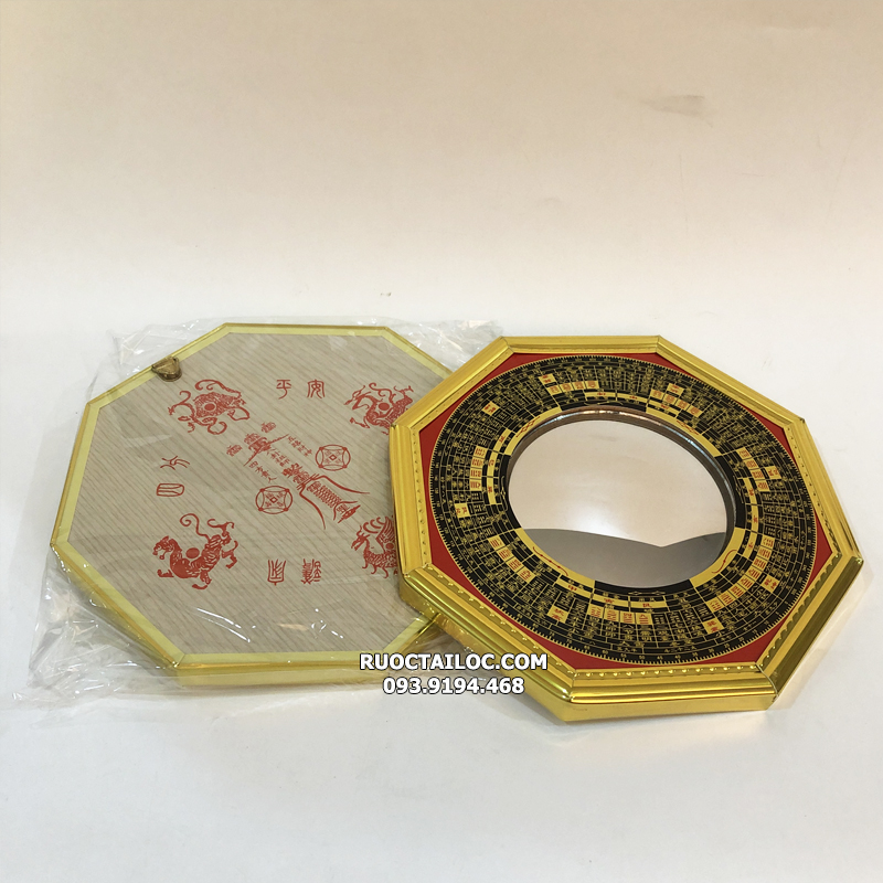 Gương bát quái lồi tiên thiên bát quái bằng kim loại có 3 kích thước 12-16-20cm