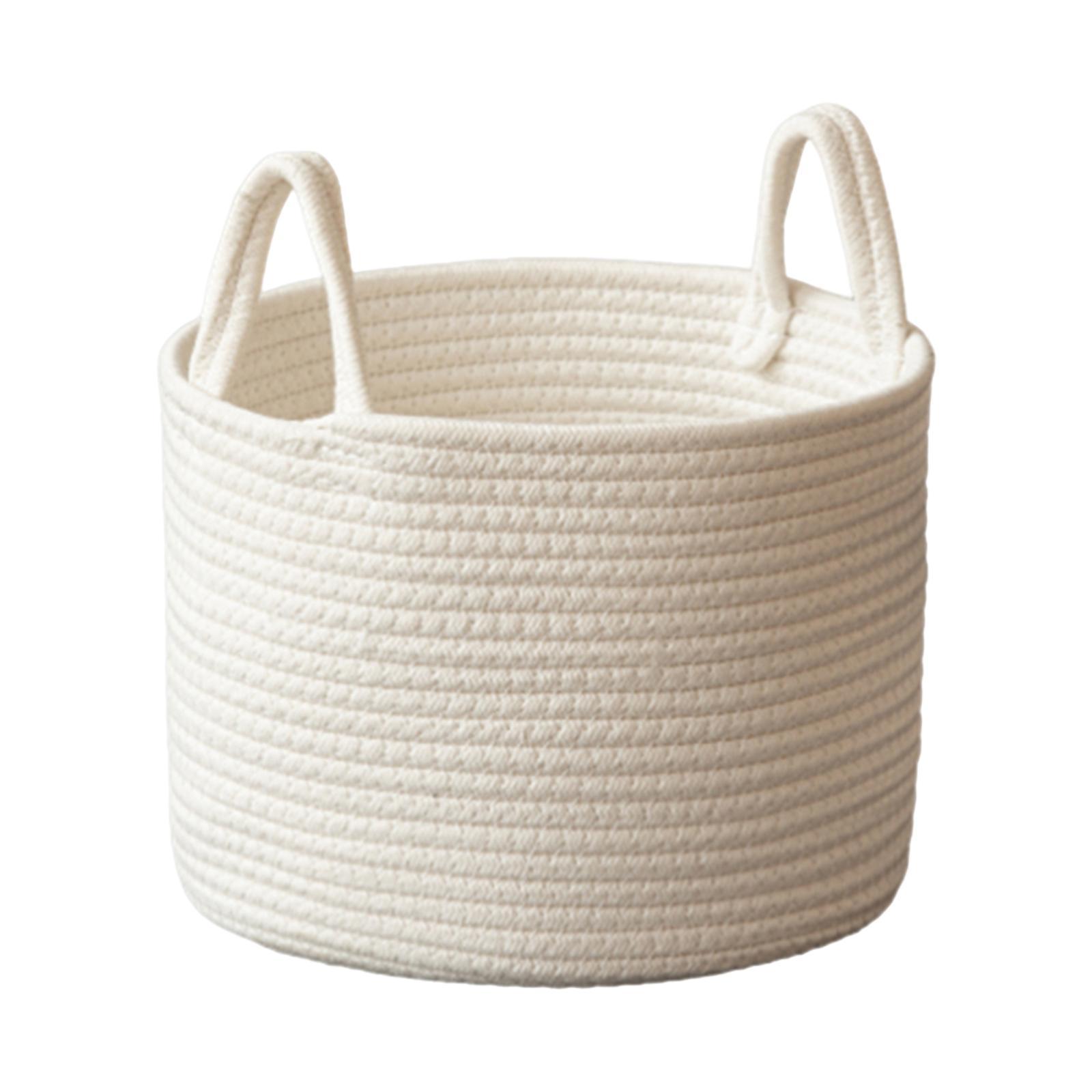 Woven Rope Storage Basket, Boho Storage Basket with Handles, Toys Clothes Organizer, Dirty Clothes Laundry Basket for Dorm, Bedroom, Utility Room