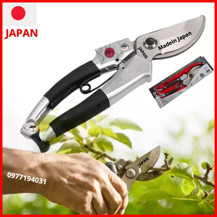 Kéo cắt cành cộng lực cao cấp nhập khẩu từ JAPAN -kéo SK5 bằng thép đúc nguyên khối tay bọc gỗ xịn sò