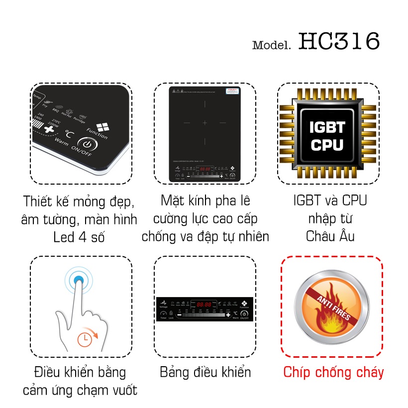 Bếp Điện Từ Cao Cấp Osaka IC201(2000W) - Hàng Chính Hãng